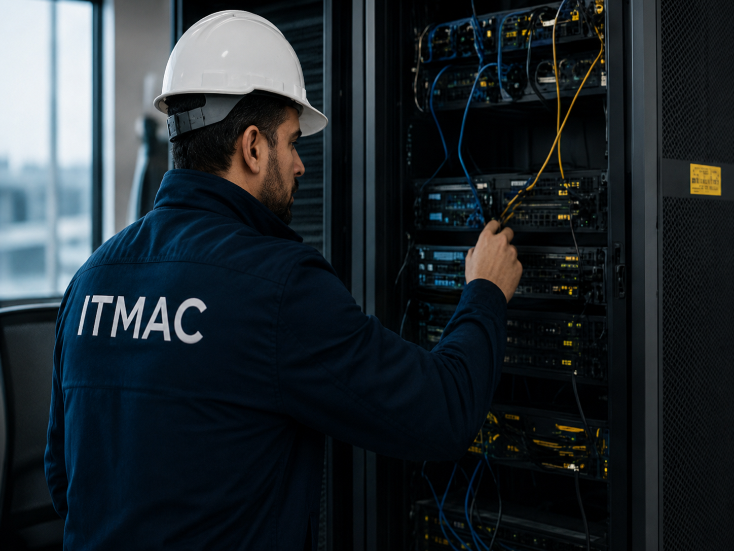 Técnico de IT-MAC trabajando en infraestructura de servidores